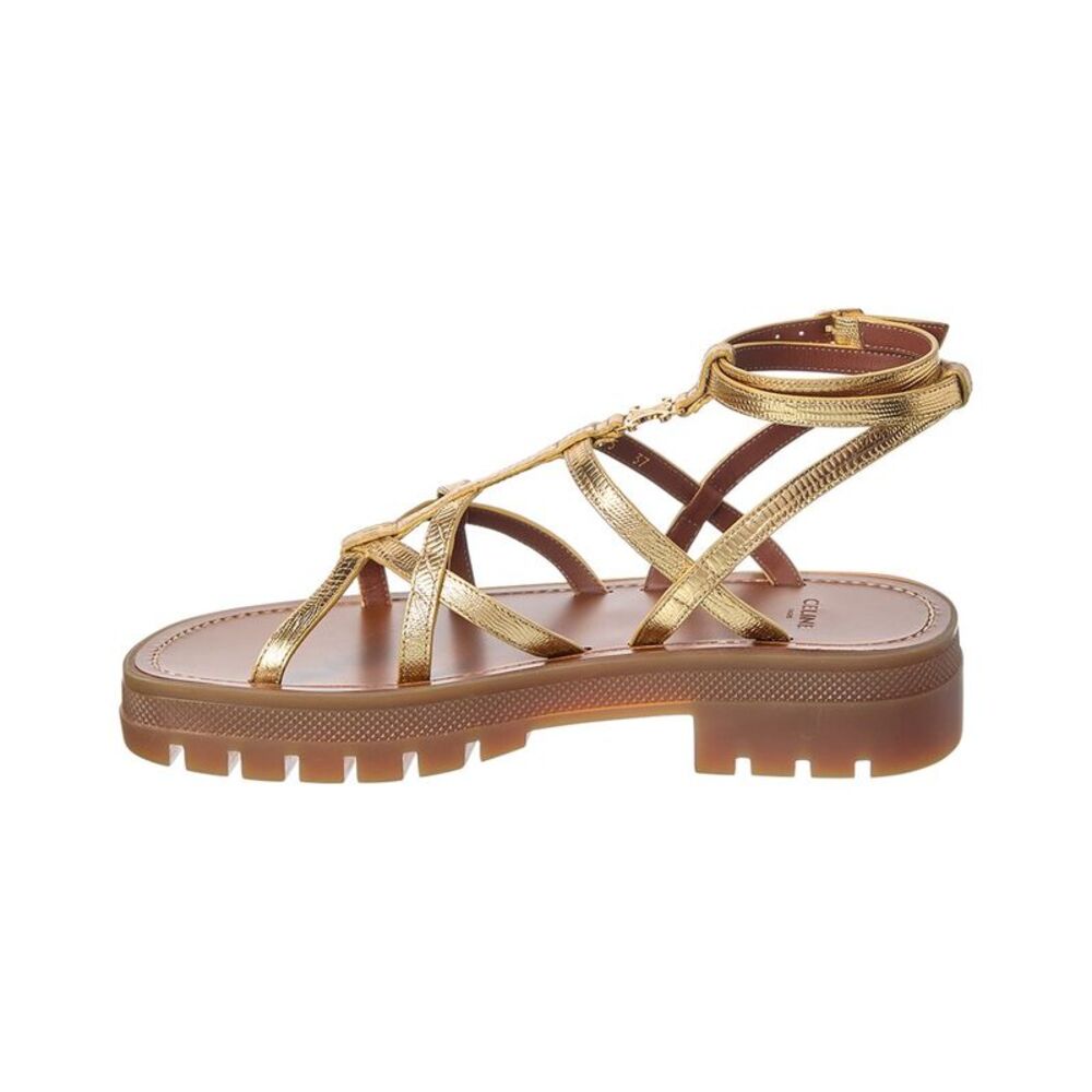 Celine Clea Tejus Leather Sandal, Gold - Picture 2 of 5